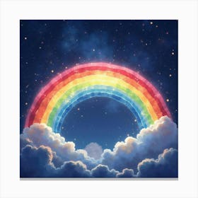 A Watercolor Cosmic Rainbow Arching Through The Night Sky Full Of Stars 1 Canvas Print