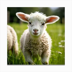 Young Cute Grass Farming Animal Farm Field Fur Wool Farm Animal Baby Countryside Little (1) Canvas Print