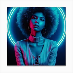 Afro Girl With Neon Lights Canvas Print