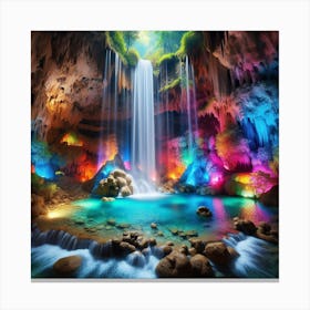 Waterfall In The Cave Canvas Print