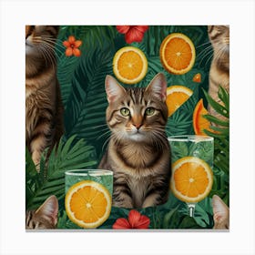 Tropical Cats Canvas Print