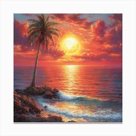 Sunset At The Beach 1 Canvas Print