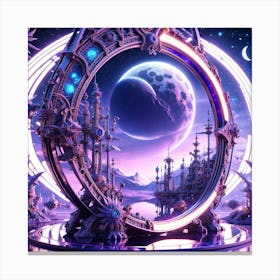 fairy city circle mirror in the mirror Canvas Print