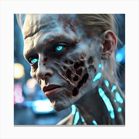 Zombie Woman With Blue Eyes Canvas Print
