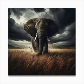 Elephant In The Grass Canvas Print