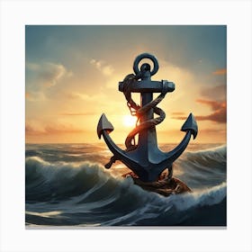 Anchor In The Sea Canvas Print