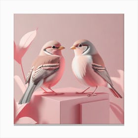 Firefly A Modern Illustration Of 2 Beautiful Sparrows Together In Neutral Colors Of Taupe, Gray, Tan (65) Canvas Print
