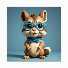 Cute Squirrel With Glasses Canvas Print