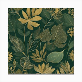 Gold And Green Leaves 1 Canvas Print