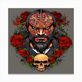 Mexican Skull And Roses Canvas Print