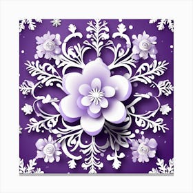 Snowflakes On Purple Background 1 Canvas Print