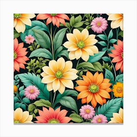 Seamless Floral Pattern 4 Canvas Print