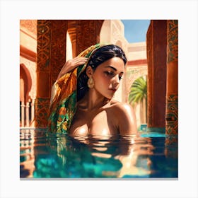 Peaceful Morocco Sexy Woman Swiming Pool Cach Ces (7) Canvas Print