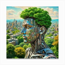 Man With A Tree On His Head 1 Canvas Print