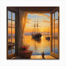 Sunset From The Window Canvas Print