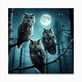 Owls In The Forest 1 Canvas Print