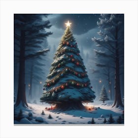 Christmas Tree In The Forest 105 Canvas Print