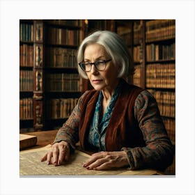 The Elderly Lady Librarian 060 Canvas Print