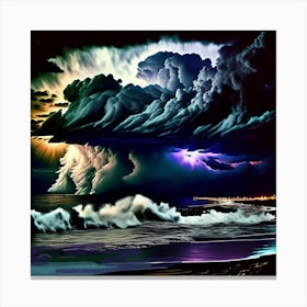 Electrifying Lightning Storm Over The Ocean Canvas Print