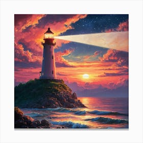 Lighthouse At Sunset 2 Canvas Print