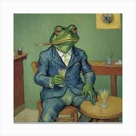 Frog In A Suit Drink Whiskey Canvas Print