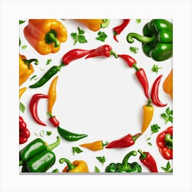 Colorful Peppers On White Background 2 Canvas Print