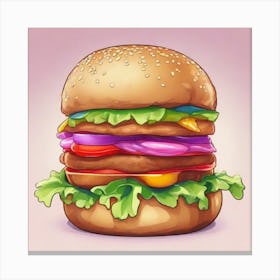 Love Burger Food Art Kitchen Art Canvas Print