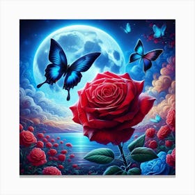 Roses And Butterflies 8 Canvas Print