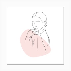 Portrait Of A Woman Continuous line drawing of a woman, Scandinavian wall art, fine art print. 3 Canvas Print