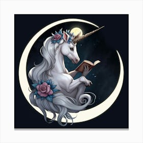 Unicorn Reading A Book Canvas Print