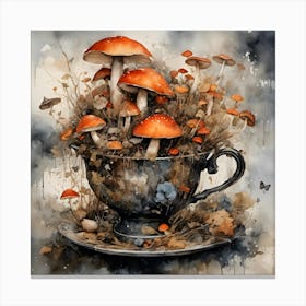 Mushrooms In A Teacup Canvas Print