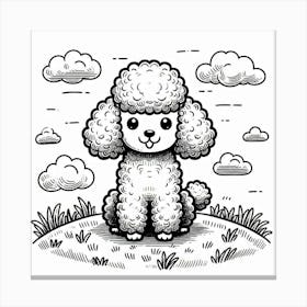 Line Art poodle dog 1 Canvas Print