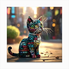 Cat With Words Canvas Print