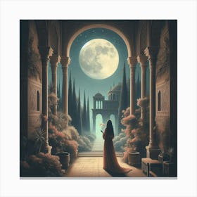 Woman In The Moonlight Canvas Print