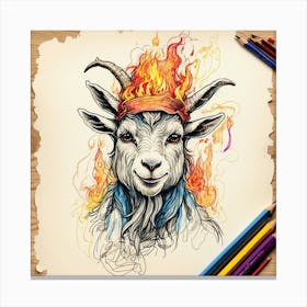 Goat On Fire 19 Canvas Print