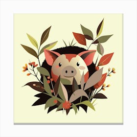 Piggy Hiding In The Bushes Canvas Print