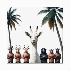 Group Of Men And A Goat Canvas Print