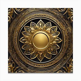 Golden Frame On Black Background Canvas Print