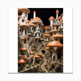 Mushroom Village Postcard Canvas Print