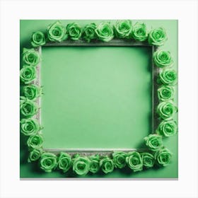 Green Rose Frame Canvas Print