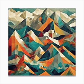 Fantasy Mystical Mountains Cubism Style Canvas Print