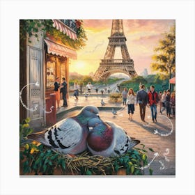 Paris Pigeons Canvas Print