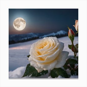 White Roses In The Snow Canvas Print