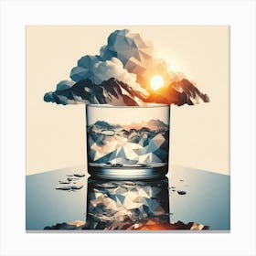 Glass Of Water With Clouds Canvas Print
