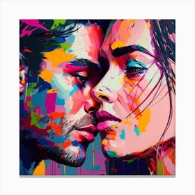 Painted Face Couple Abstract Portrait Canvas Print