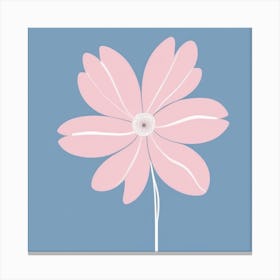 A White And Pink Flower In Minimalist Style Square Composition 326 Canvas Print