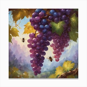 Grapes And Bees Canvas Print