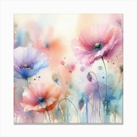 Watercolor Poppies Canvas Print