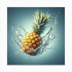 A Pineapple with Water Splash Canvas Print
