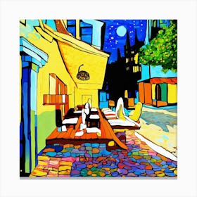 Restaurant At Night Canvas Print